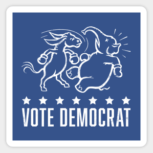 Vintage 1950's Vote Democrat Boxing Donkey (White) Magnet